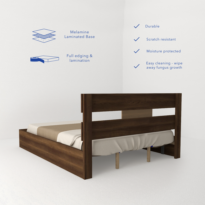 Clio Queen Bed in Walnut Colour