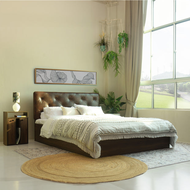 Tobacco Bed With Premium Leatherette Fabric And Box Storage - Queen Bed