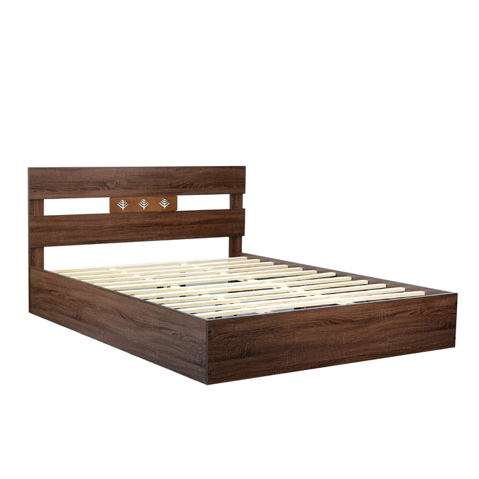 Yumako Queen Bed in Walnut Colour