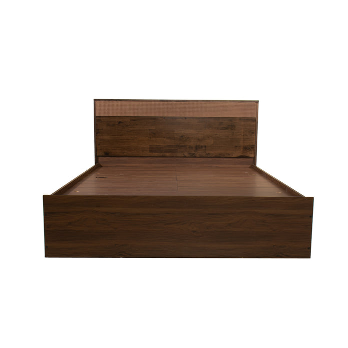 Eurotas Rattan Solidwood Headbord Queen Bed With Box Storage (Non-Woveen)