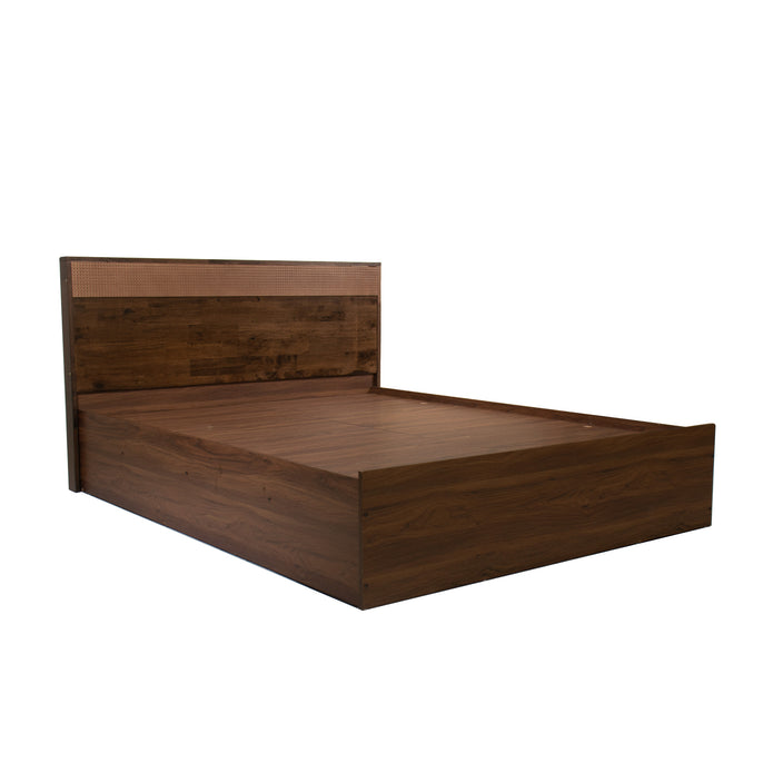 Eurotas Rattan Solidwood Headbord Queen Bed With Box Storage (Non-Woveen)