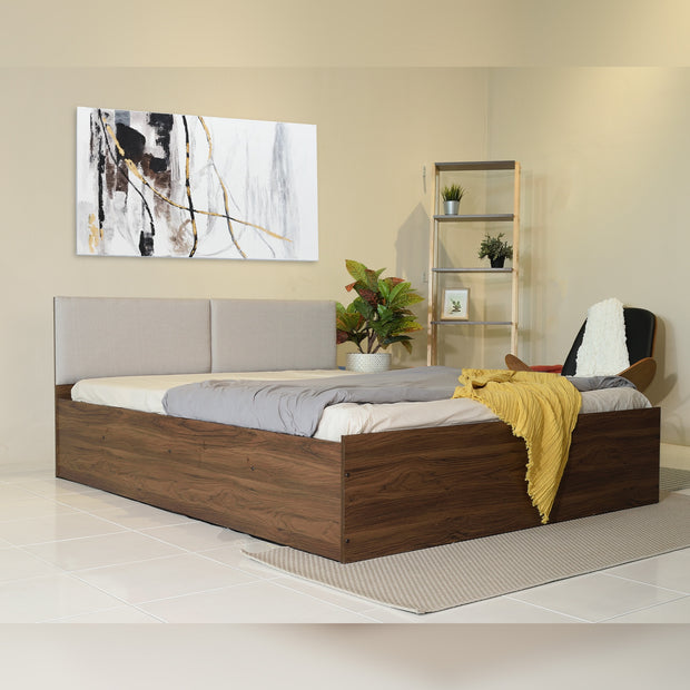 Lush Queen Bed Walnut Base With Box Storage (Non-Woveen)