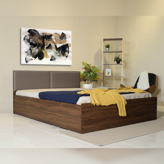 Lush Queen Bed Walnut Base With Box Storage (Non-Woveen)