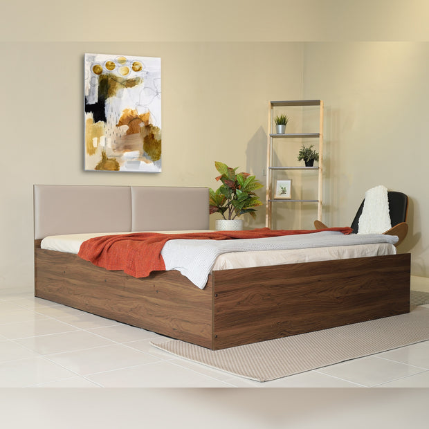 Lush Queen Bed Walnut Base With Box Storage (Non-Woveen)