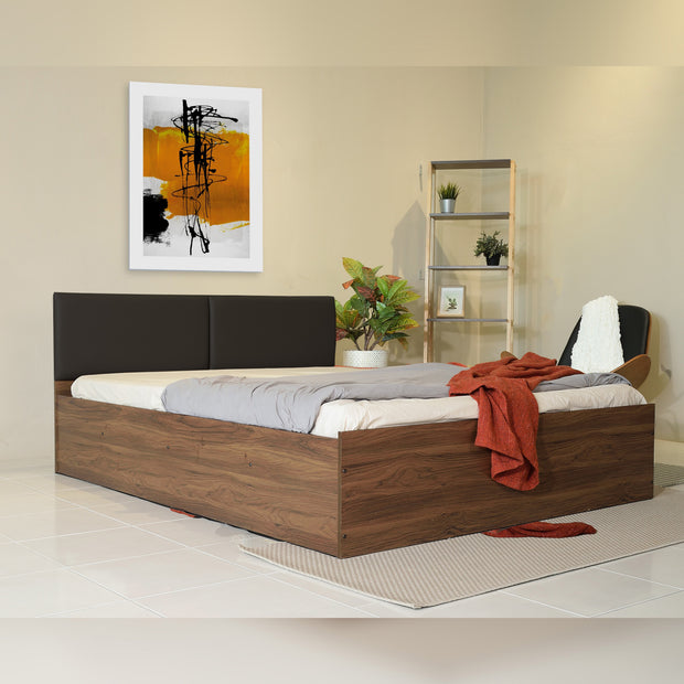 Lush Queen Bed Walnut Base With Box Storage (Non-Woveen)