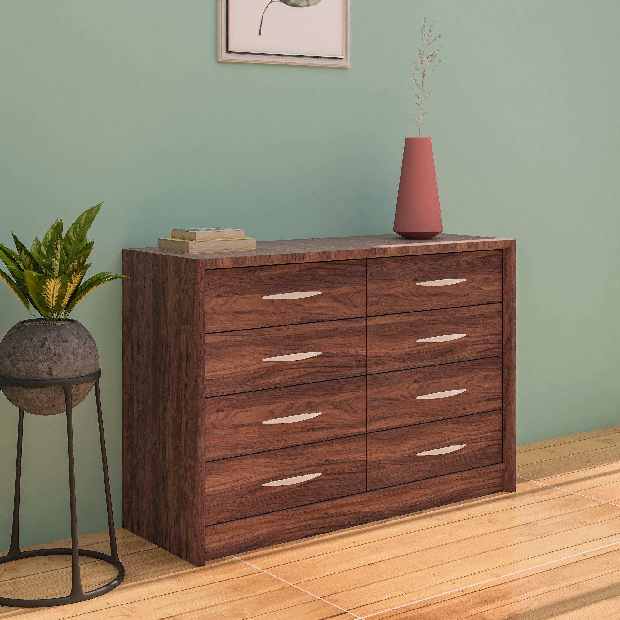 Yuko Chest Of 8 Drawers In Columbia Walnut