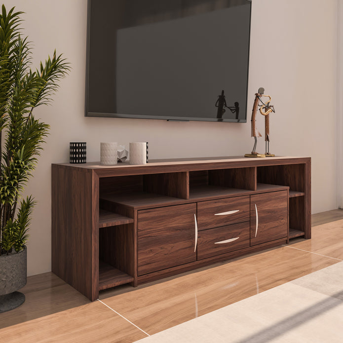 Yuko Tv Unit With Two Drawers In Columbia Walnut