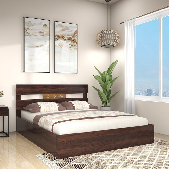 Yumako Queen Bed in Walnut Colour