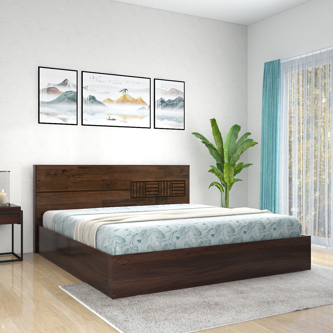 Aglaea Solidwood Headbord Queen Bed With Box Storage (Non-Woveen)