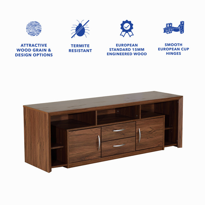 Yuko Tv Unit With Two Drawers In Columbia Walnut