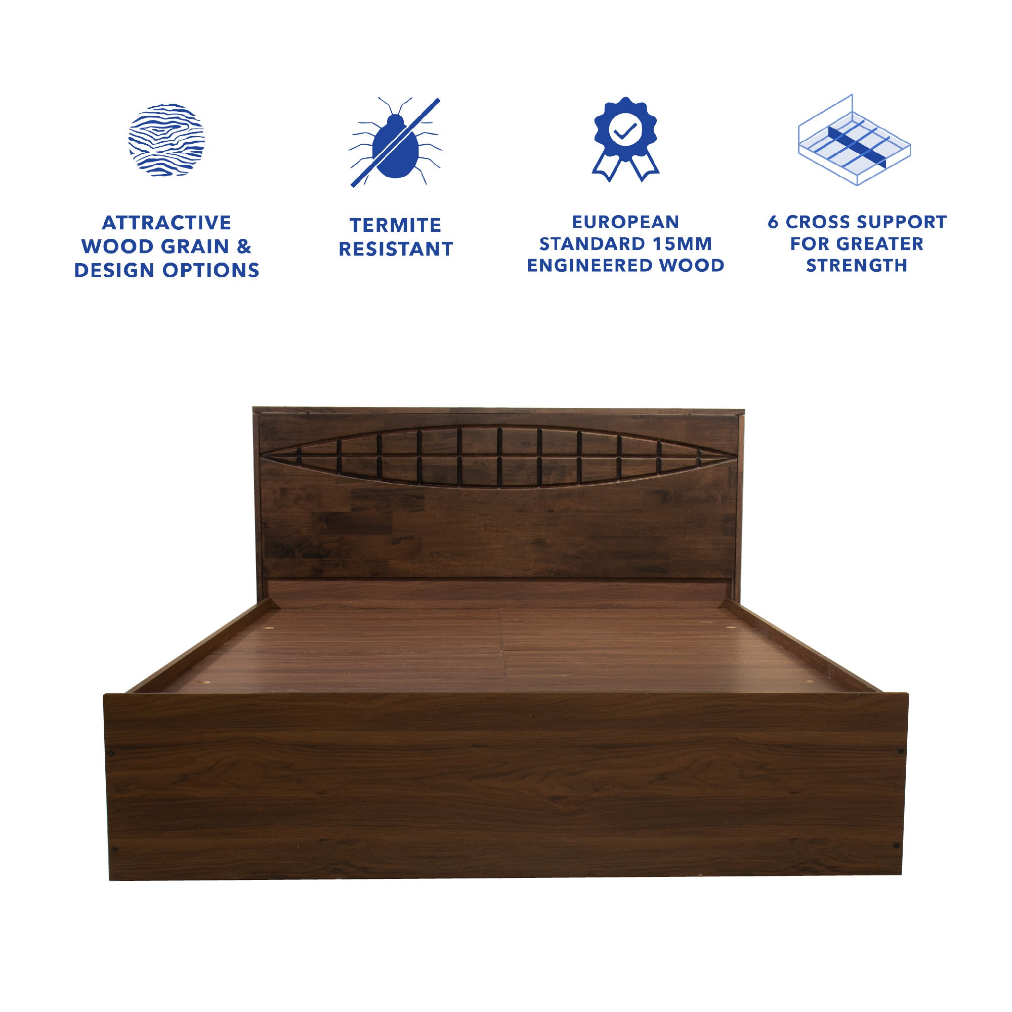 Muses Solidwood Headbord Queen Bed With Box Storage (Non-Woveen)