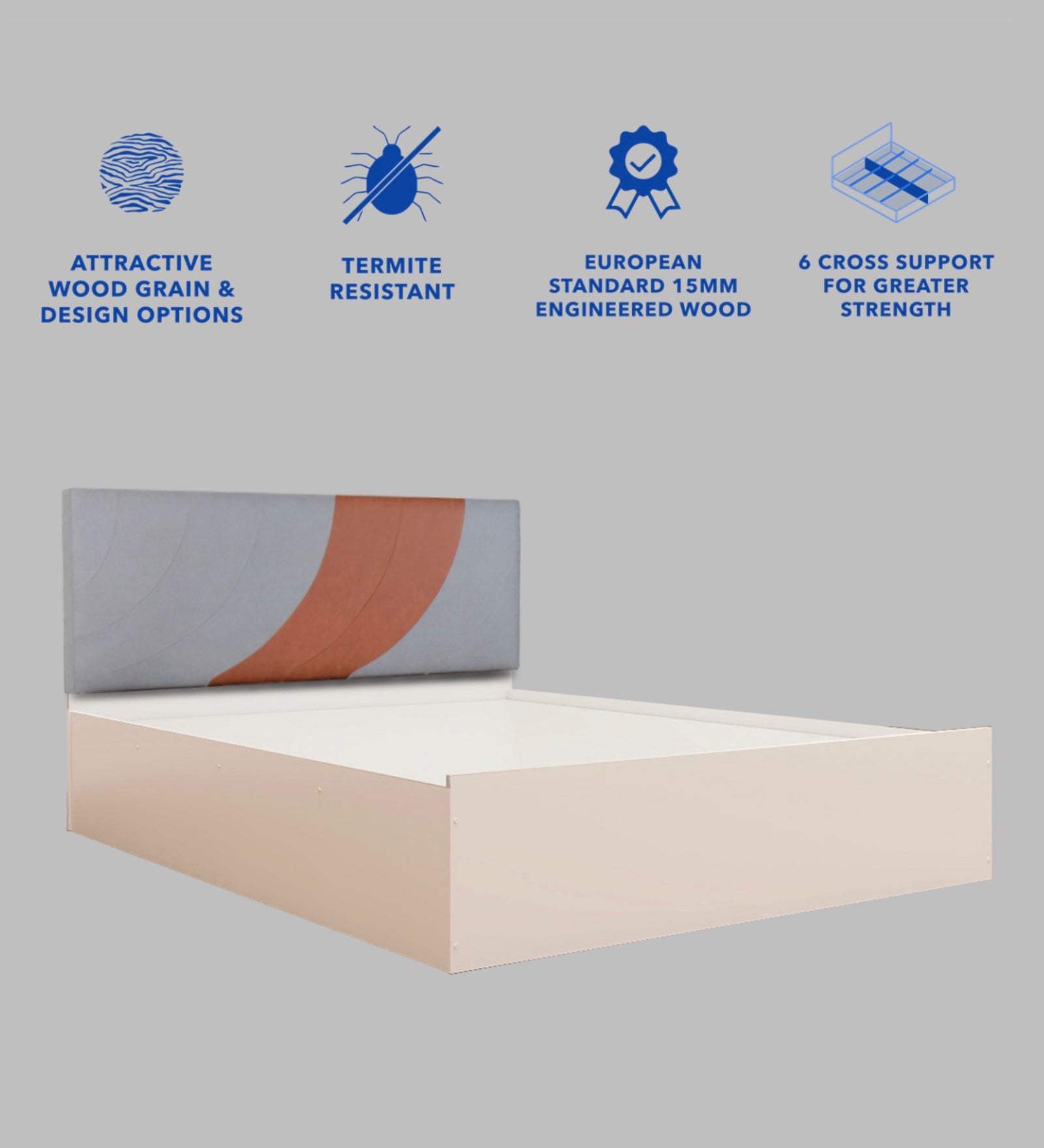 Ashtanga Bed With Premium Leatherette Fabric And Box Storage - Queen Bed