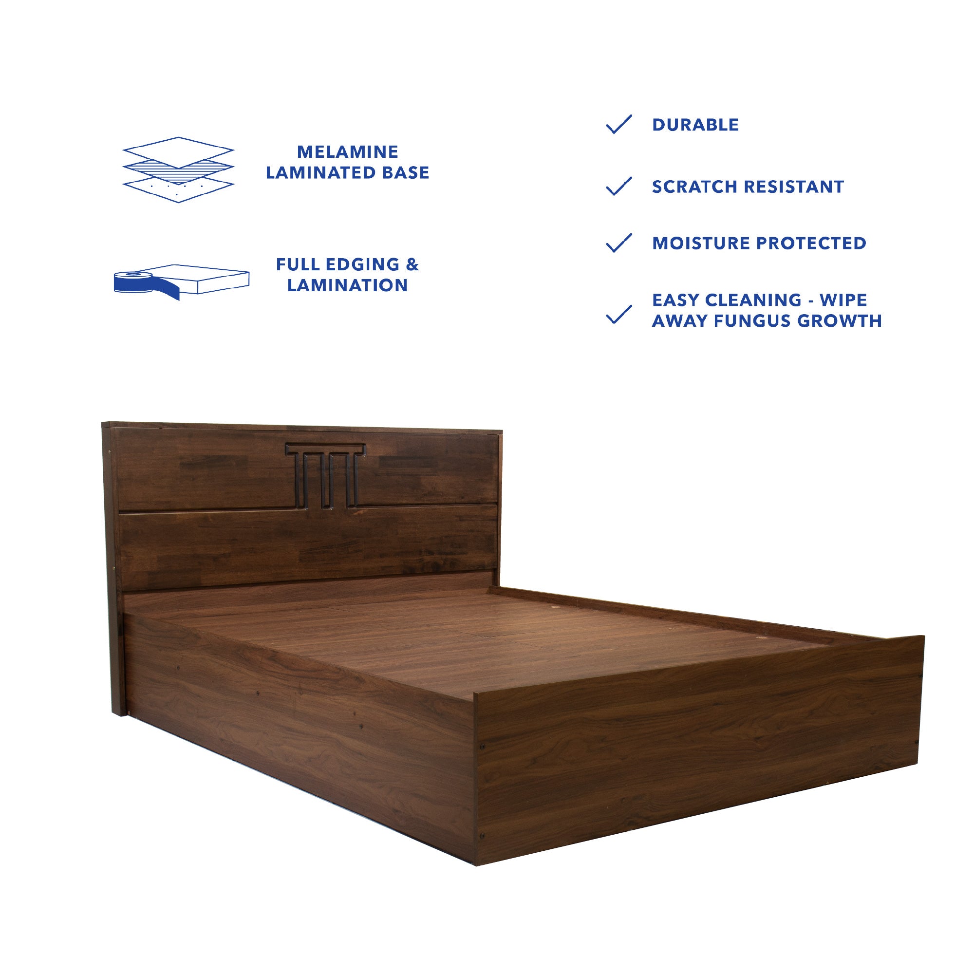 Styx Solidwood Headbord Queen Bed With Box Storage (Non-Woveen)