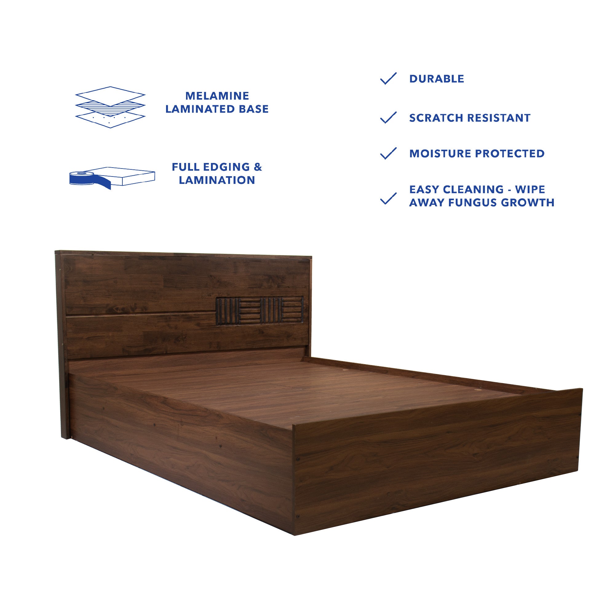 Aglaea Solidwood Headbord Queen Bed With Box Storage (Non-Woveen)