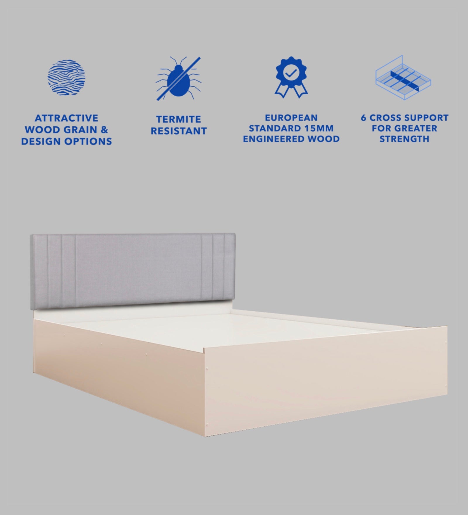 Ananda Bed With Premium Leatherette Fabric And Box Storage - Queen Bed