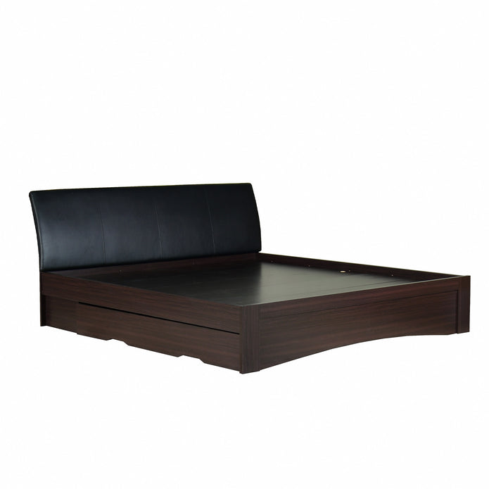 Shinju Queen Size Upholstered Bed With Drawer Storage In Wenge