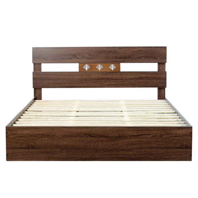 Yumako Queen Bed in Walnut Colour