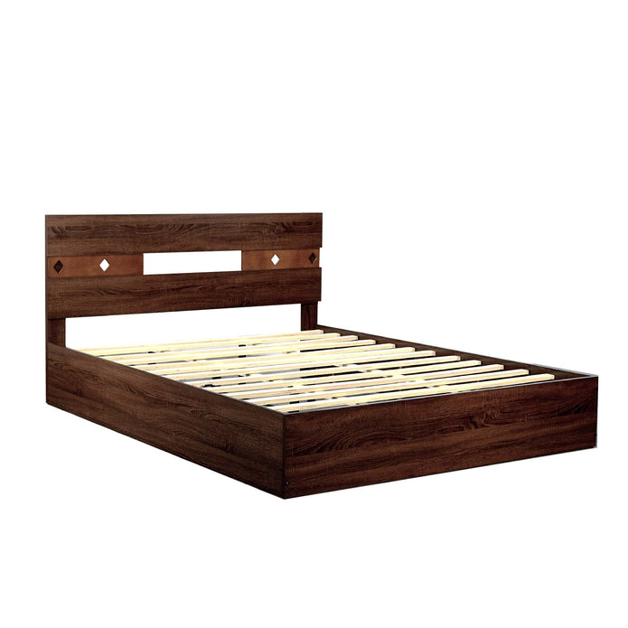 Yuudai Queen Bed in Walnut Colour