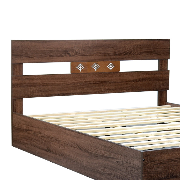 Yumako Queen Bed in Walnut Colour