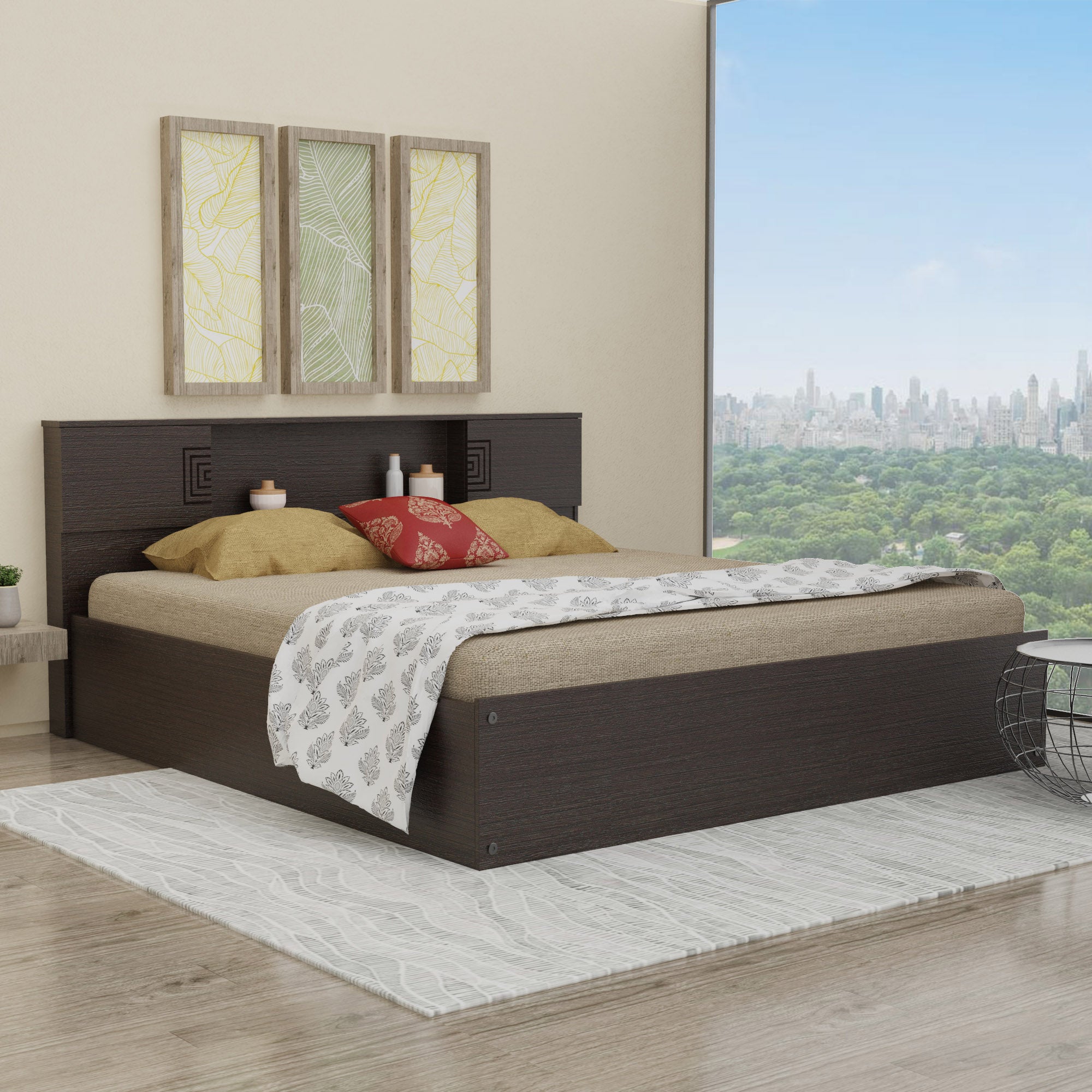 Aidos Solid Wood Headboard Bed