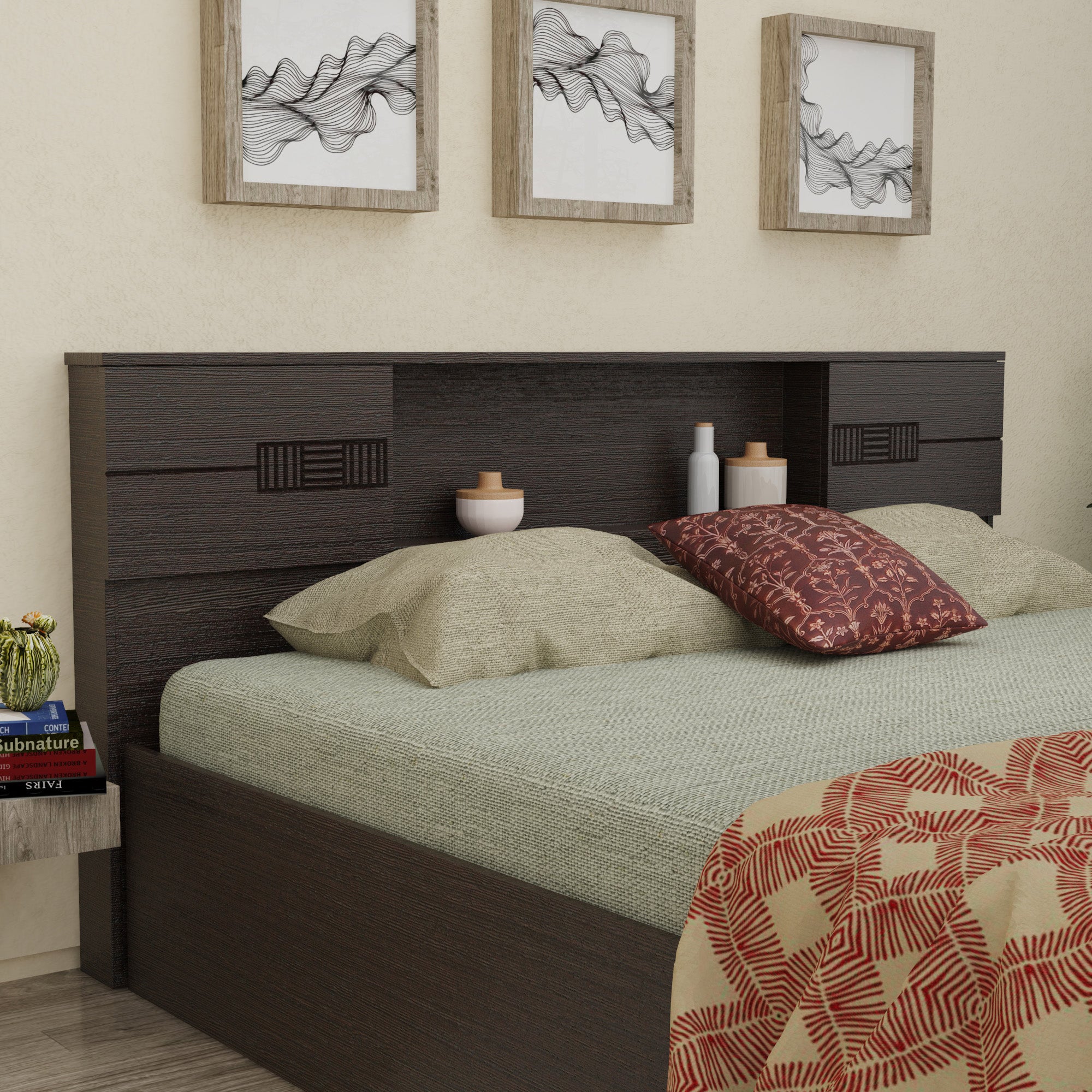 Adikia Solid Wood Headboard Bed