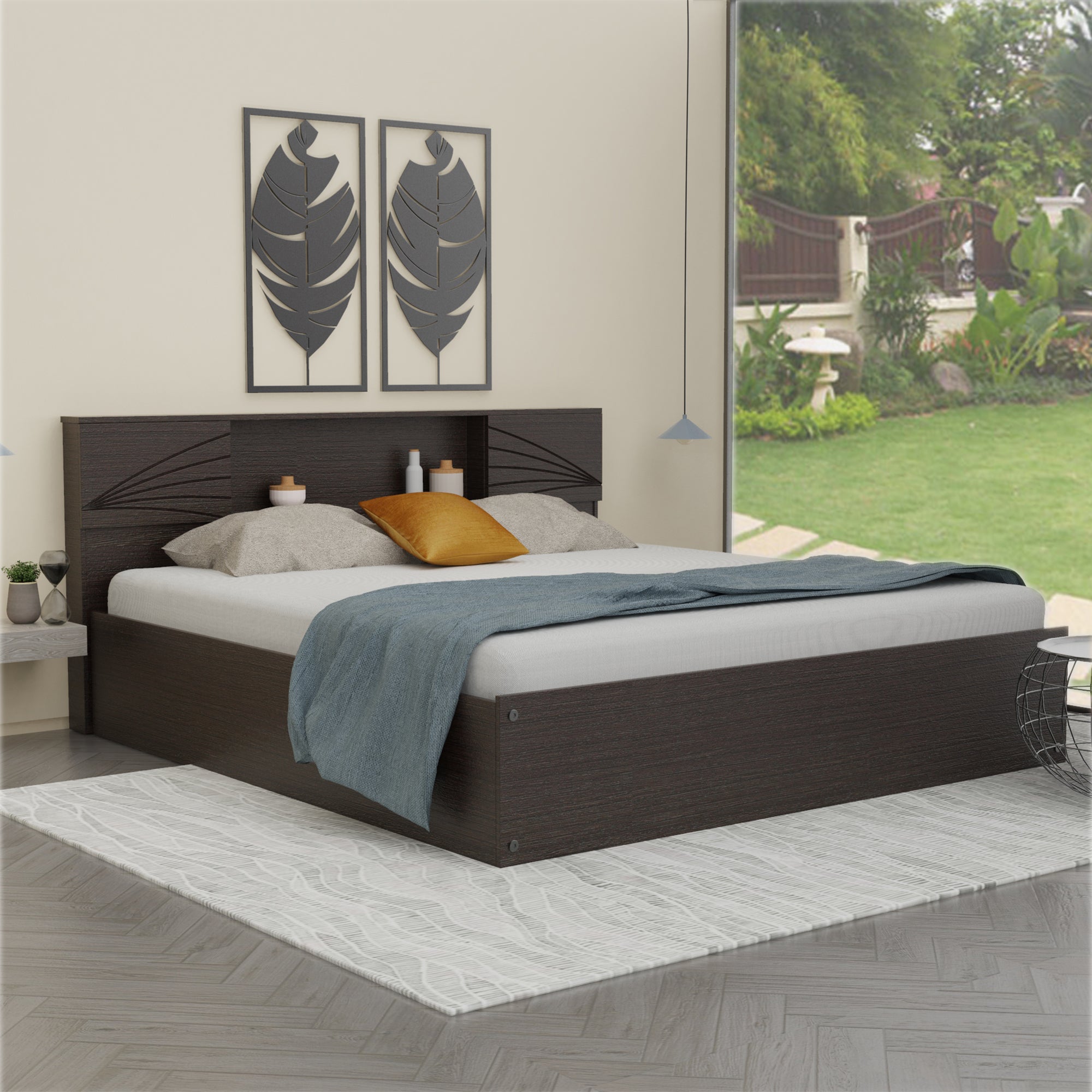 Galene Solid Wood Headboard Bed