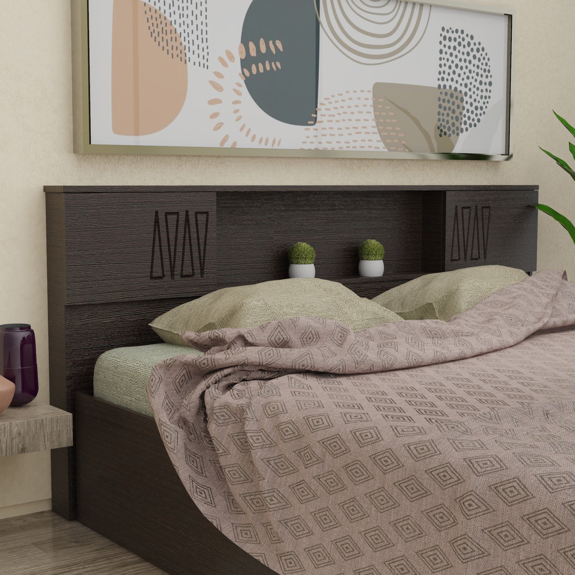 Horae Solid Wood Headboard Bed