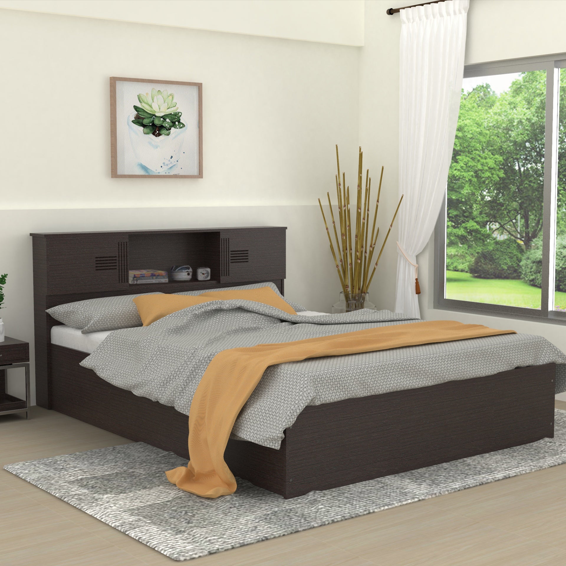 Graeae Solid Wood Headboard Bed