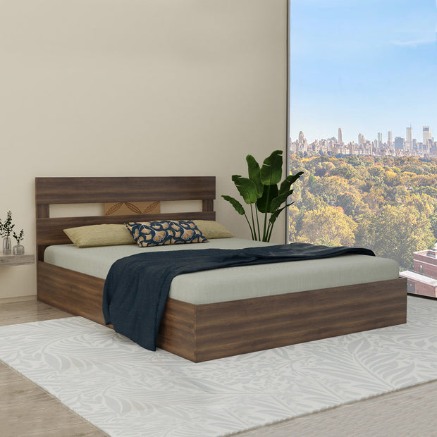 Lampetia Queen Bed in Walnut Colour